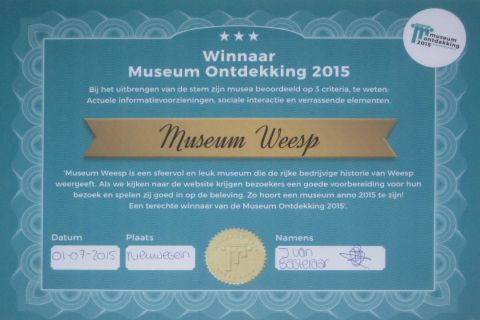 Museum Weesp ontvangt award